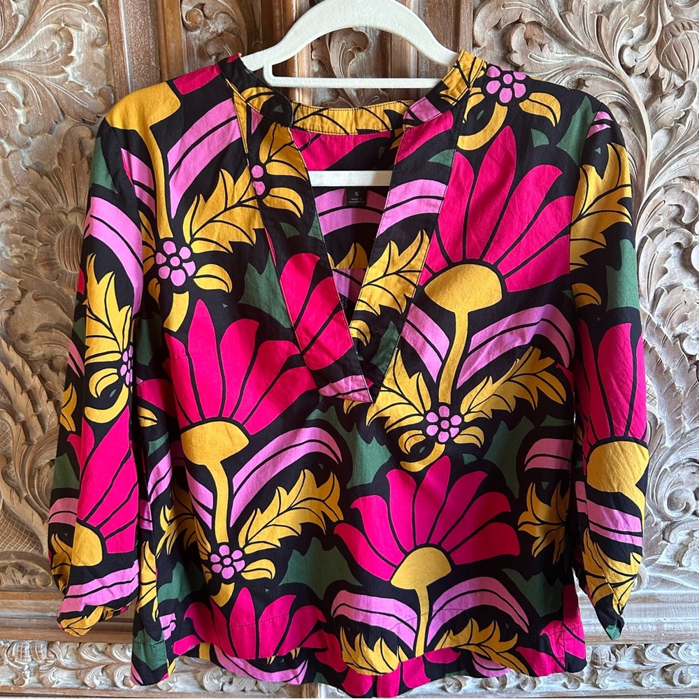 J. Crew Pink and Yellow Floral Blouse